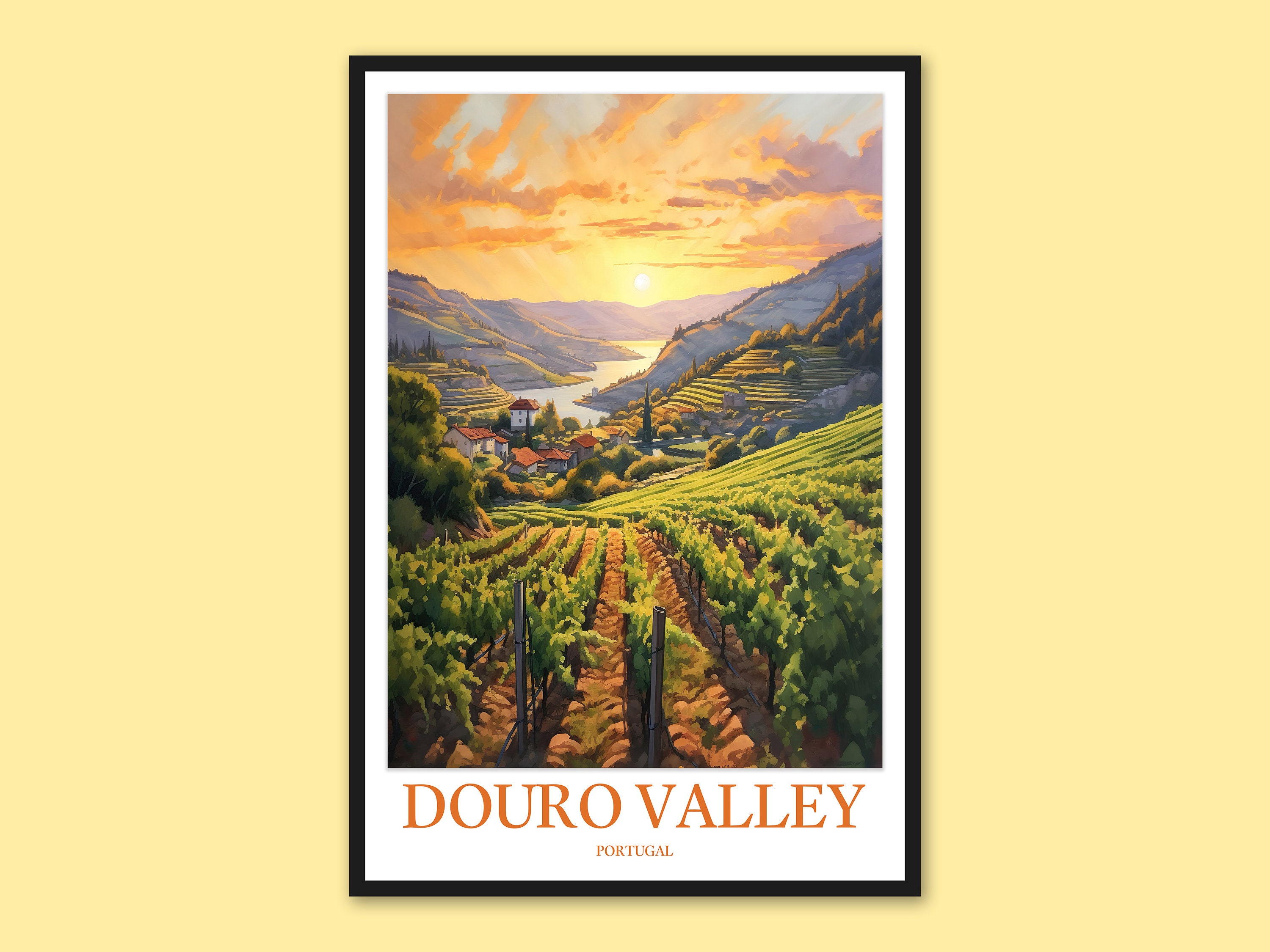 Cartel del Valle del Duero Arte de la pared del Valle del Duero Viñedo del Valle del Duero Impresión de la pared Decoración de la pared Arte de la pared de Portugal Arte de la pared del Valle del Duero Amante del regalo