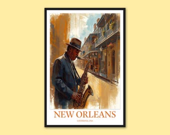 Impresión del Barrio Francés de Nueva Orleans: póster de viaje
