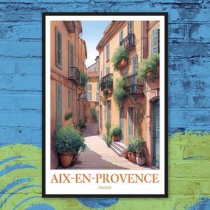 Aix-en-Provence Reiseposter: Kunstdruck auf der Kopfsteinpflasterstraße