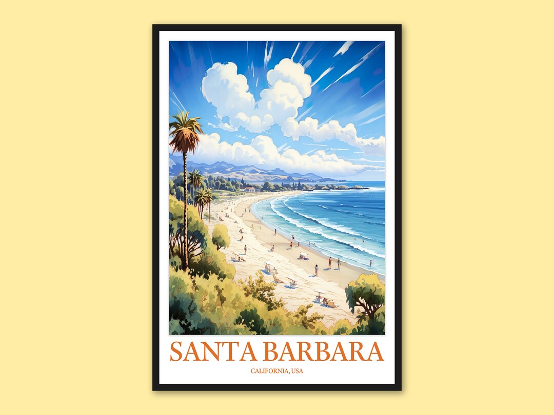 Santa Barbara Travel Print Wall Art Santa Barbara Poster Santa Barbara Print Santa Barbara Wall
