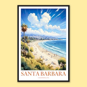 Santa Barbara Travel Print Wall Art Santa Barbara Poster Santa Barbara Print Santa Barbara Wall Decor Travel Wall Art California Wall Art