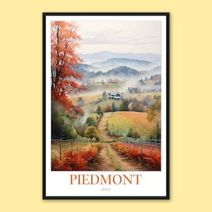 Piamonte pared decoración Piamonte impresión Piamonte viaje impresión pared arte Piamonte cartel Piamonte viaje pared arte Italia pared arte regalo viñedo arte