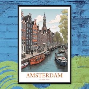Amsterdam Wall Art Amsterdam Print Art Amsterdam Poster Amsterdam Wall Decor Amsterdam Travel Wall Art Netherlands Wall Art Canal Print Art