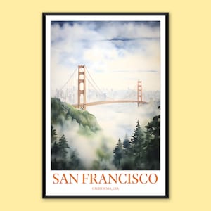 San Francisco Wall Art San Francisco Poster San Francisco Print Art San Francisco Wall Decor San Francisco Travel Art Golden Gate Poster Art