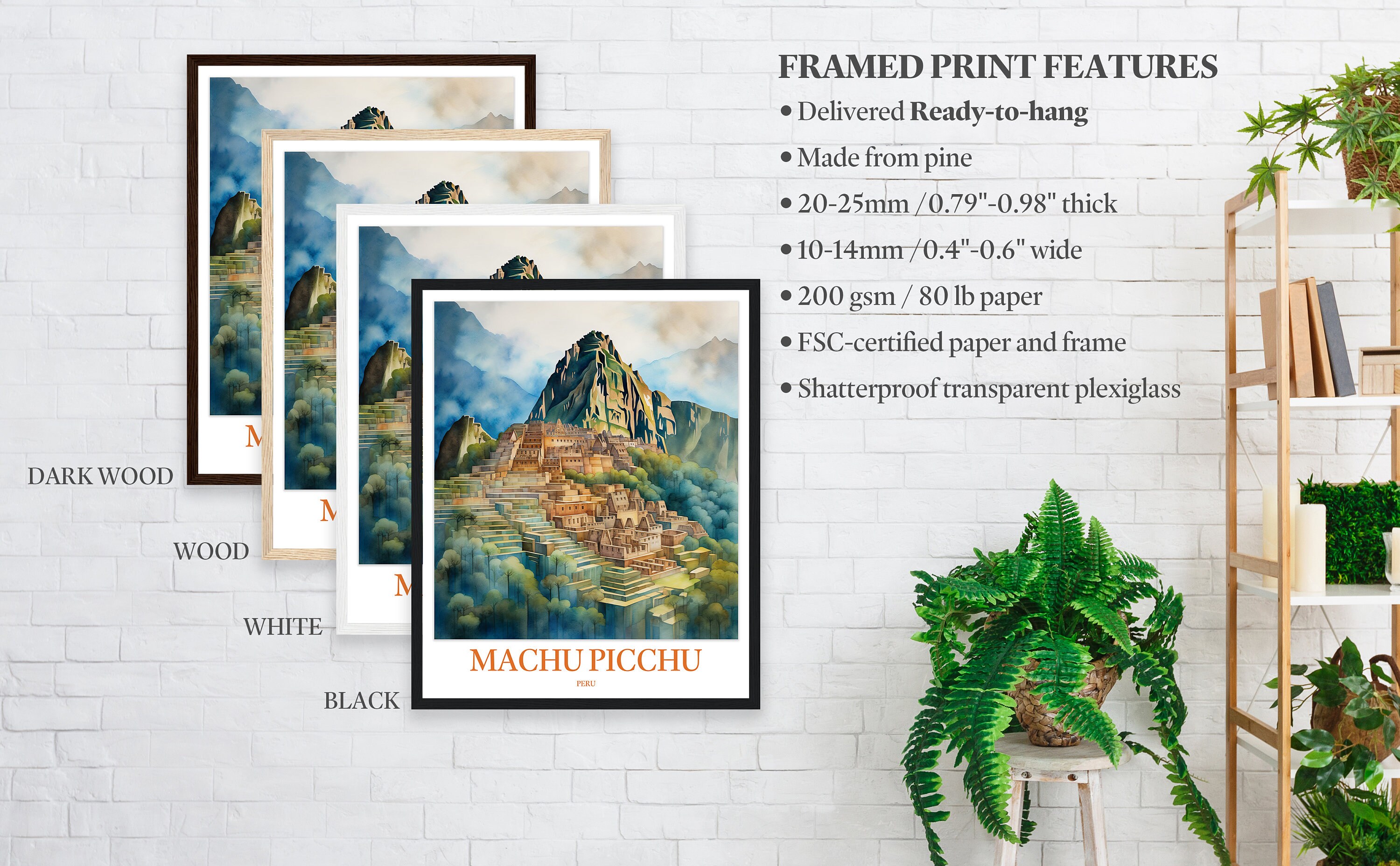 Poster da viaggio vintage Machu Picchu Perù, dipinto decorativo su tela, poster da parete e immagine artistica, stampa moderna per la camera da letto, 50 x 75 cm