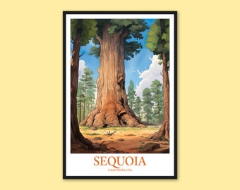 Sequoia National Park Art Print: Travel Poster Wall Decor