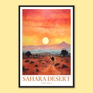 Sahara Desert Travel Poster: Nordafrika Wandkunst