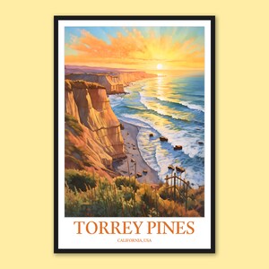 Torrey Pines Cartel Torrey Pines Viaje Impresión Pared Arte Torrey Pines Impresión Pared Decoración Torrey Pines Viaje Pared Arte Reserva Natural Estatal