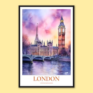 London Travel Poster: Big Ben & Houses of Parliament Wall Art