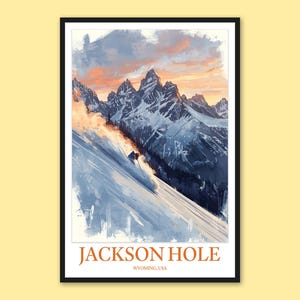 Jackson Hole Print: Skiing Adventure Mountain Wall Art