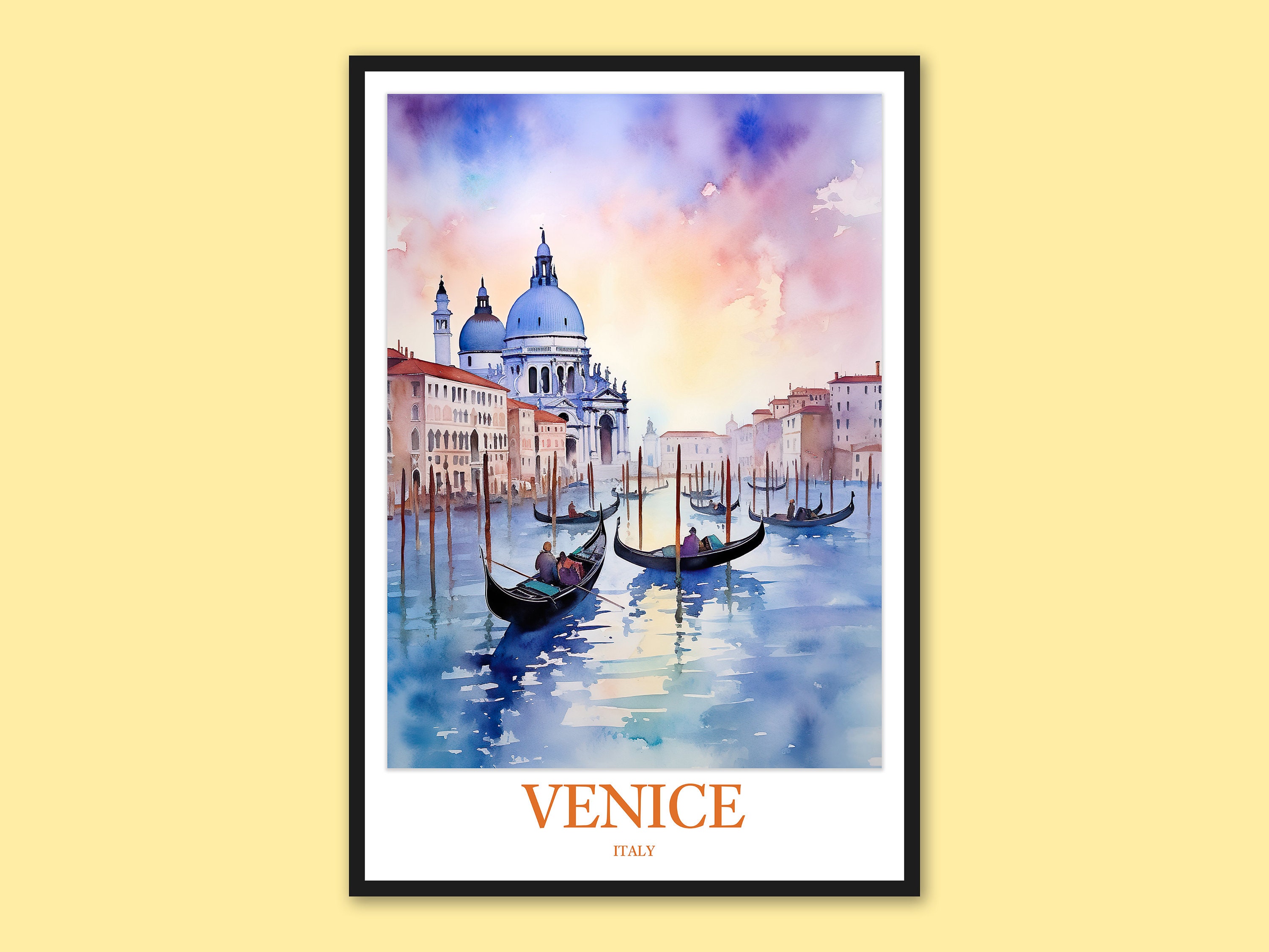 ヴェネツィアのゴンドラプリント：イタリア旅行の壁アート - Etsy 日本