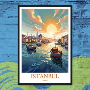 Istanbul Bosphorus Print: Turkey Travel Poster