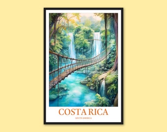 Costa Rica-print: turkooizen rivier Rio Celeste, muurkunst bos