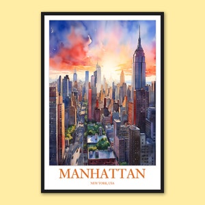 Manhattan Poster Manhattan Wall Art Manhattan Print Art Manhattan Wall Decor Manhattan Travel Art New York City Wall Art Manhattan Lover