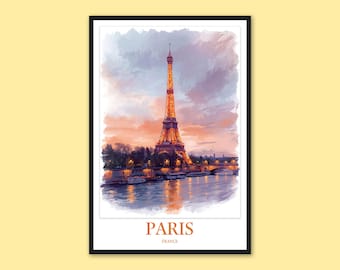 Paris Eiffel Tower Print: France Travel Poster, Wall Art