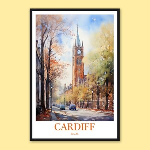 Cardiff Poster Cardiff Wall Art Cardiff Print Art Cardiff Wall Decor Cardiff Travel Wall Art Wales Wall Art Cardiff Gift Cardiff Art Lover