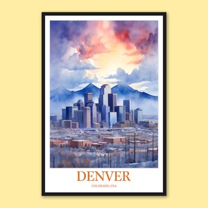 Denver Skyline Sunset Art Print: Colorado Travel Poster