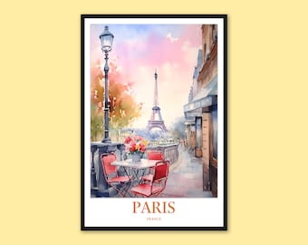 Paris Eiffel Tower Print: France Travel Poster, Wall Art
