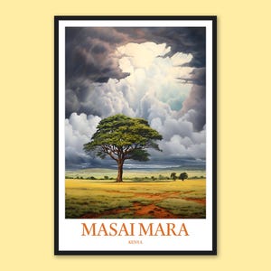 Masai Mara Travel Poster: Kenya Wall Art Print