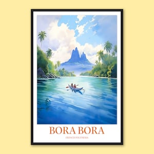 Bora Bora Cartel Bora Bora Isla Bora Bora Bungalow Impresión Arte Polinesia Francesa Cartel Bora Bora Decoración Bora Bora Pared Arte Viaje Regalo Amante