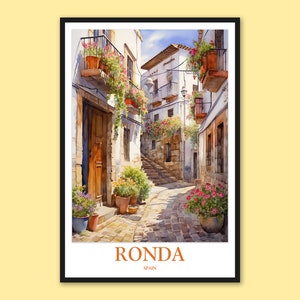 Ronda Wall Decor Ronda Print Ronda Travel Print Wall Art Ronda Poster Ronda Travel Wall Art Spain Wall Art Old Town Cobblestone Street Print
