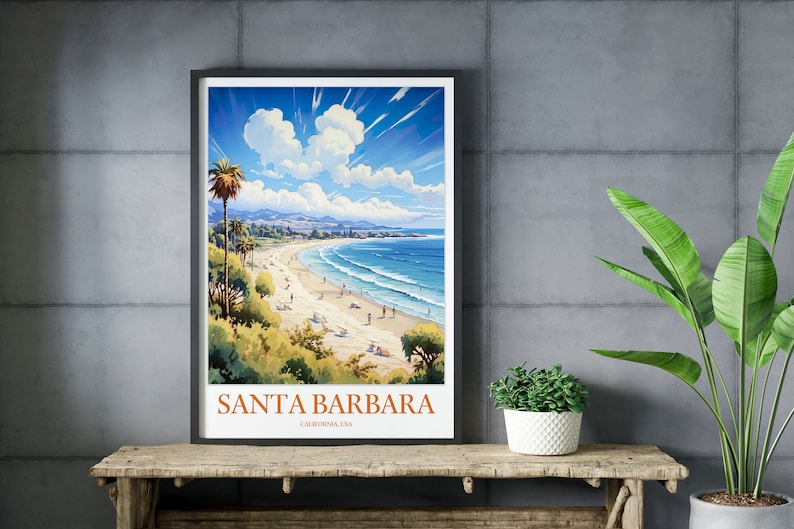 Santa Barbara Travel Print Wall Art Santa Barbara Poster Santa Barbara Print Santa Barbara Wall