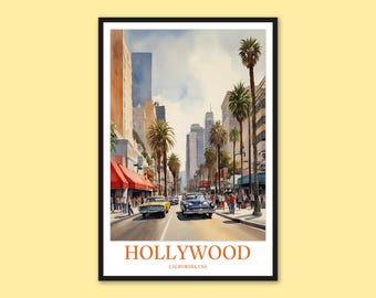 Hollywood Travel Poster: California Wall Art Print