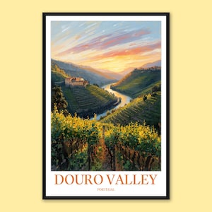 Douro Valley Travel Poster: Portugal Vineyard Wall Art
