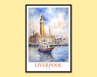 Reisposter Liverpool: ingelijste muurkunst Engeland