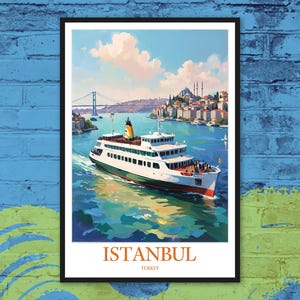 Istanbul Bosphorus Travel Poster: Turkey Wall Art