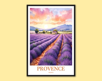 Provence Lavender Field Art Print: France Travel Poster