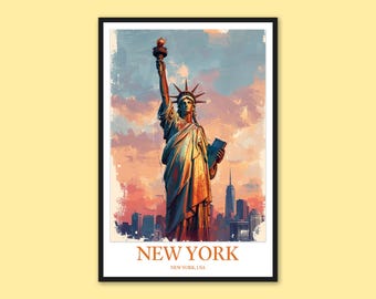 Statue of Liberty Art Print: New York City Travel Poster (8x8) - Etsy