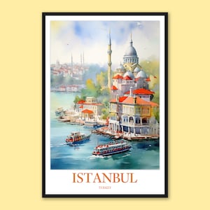 Istanbul Bosphorus Print: Turkey Travel Poster