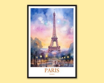 Eiffel Tower Paris Print: France Travel Poster, Wall Art