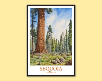 Sequoia National Park Art Print: Travel Poster Wall Decor