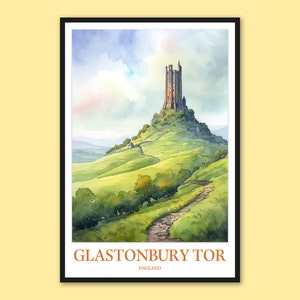 Glastonbury Tor Travel Poster: England Wall Art