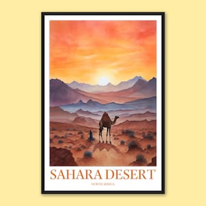 Sahara Desert Travel Poster: Nordafrika Wandkunst
