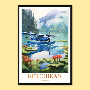 Ketchikan Alaska Travel Poster: Seaplane Art Print