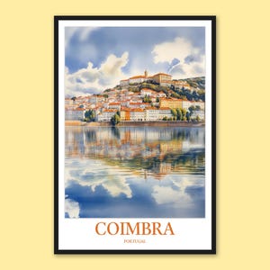 Impression de Coimbra, impression de voyage à Coimbra, art mural de voyage à Coimbra, affiche de Coimbra, décoration murale de Coimbra, art mural de voyage de Coimbra, art mural de voyage à Coimbra, cadeau mural du Portugal, impression de la rivière Mondego