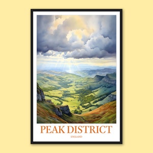 Peak District National Park Poster Peak District Print Peak District Wall Art Peak District Decor Travel Art England Wall Art Gift Lover