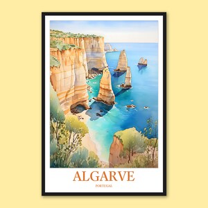 Algarve Artwork Ponta da Piedade Cliffs Wall Decor Algarve Print Algarve Poster Algarve Wall Art Algarve Travel Wall Art Portugal Gift Lover
