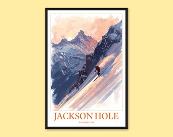 Impresión de la montaña Jackson Hole: decoración de pared de aventura de esquí