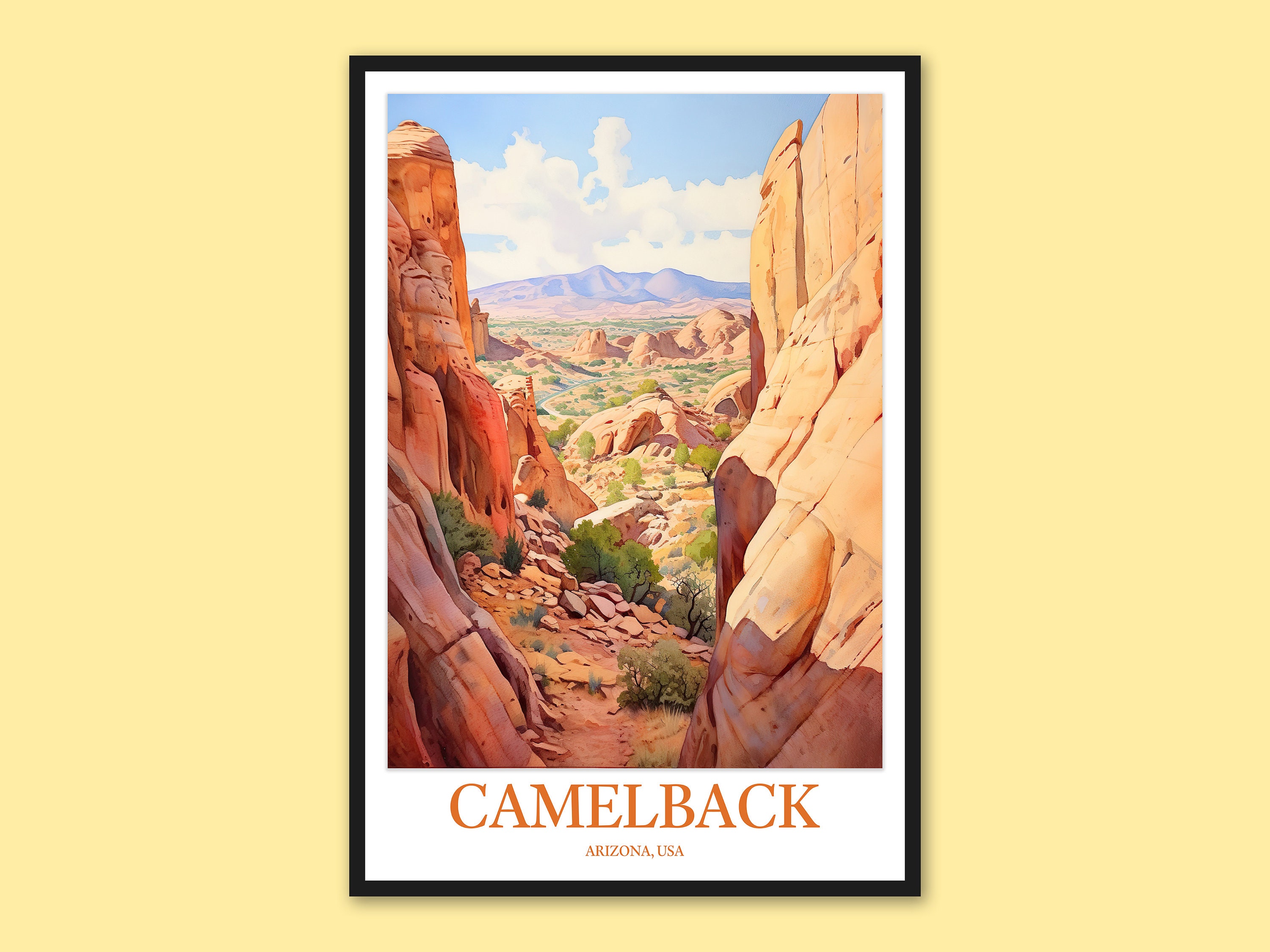 Camelback Mountain Art Print: Phoenix Arizona Travel Poster - Etsy