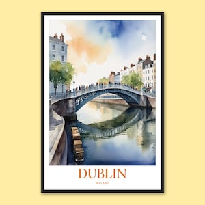 Dublin Ha&#39;penny Bridge Watercolor Print: Ireland Travel Wall Art