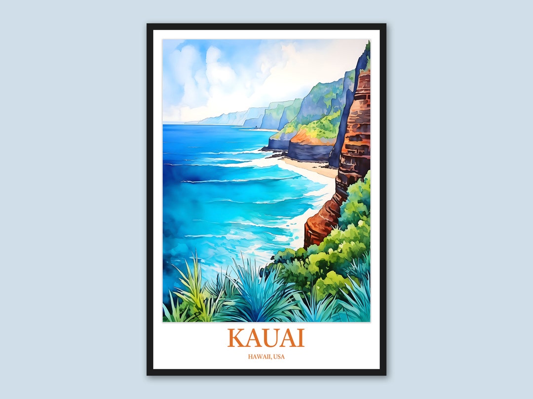Kauai Print Art Kauai Na Pali Coast Decor Kauai Island Poster Kauai