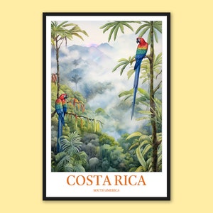Costa Rica Poster Costa Rica Print Costa Rica Wand Kunst Monteverde Nebelwald Exotische Wildtiere Wanddeko Karibik Südamerika Geschenk Liebhaber