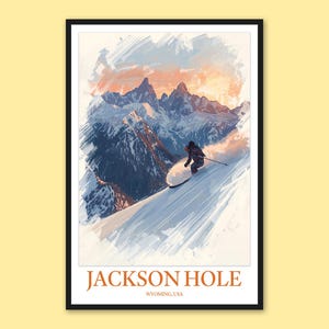 Jackson Hole Wall Art: Ski Adventure Mountain Poster