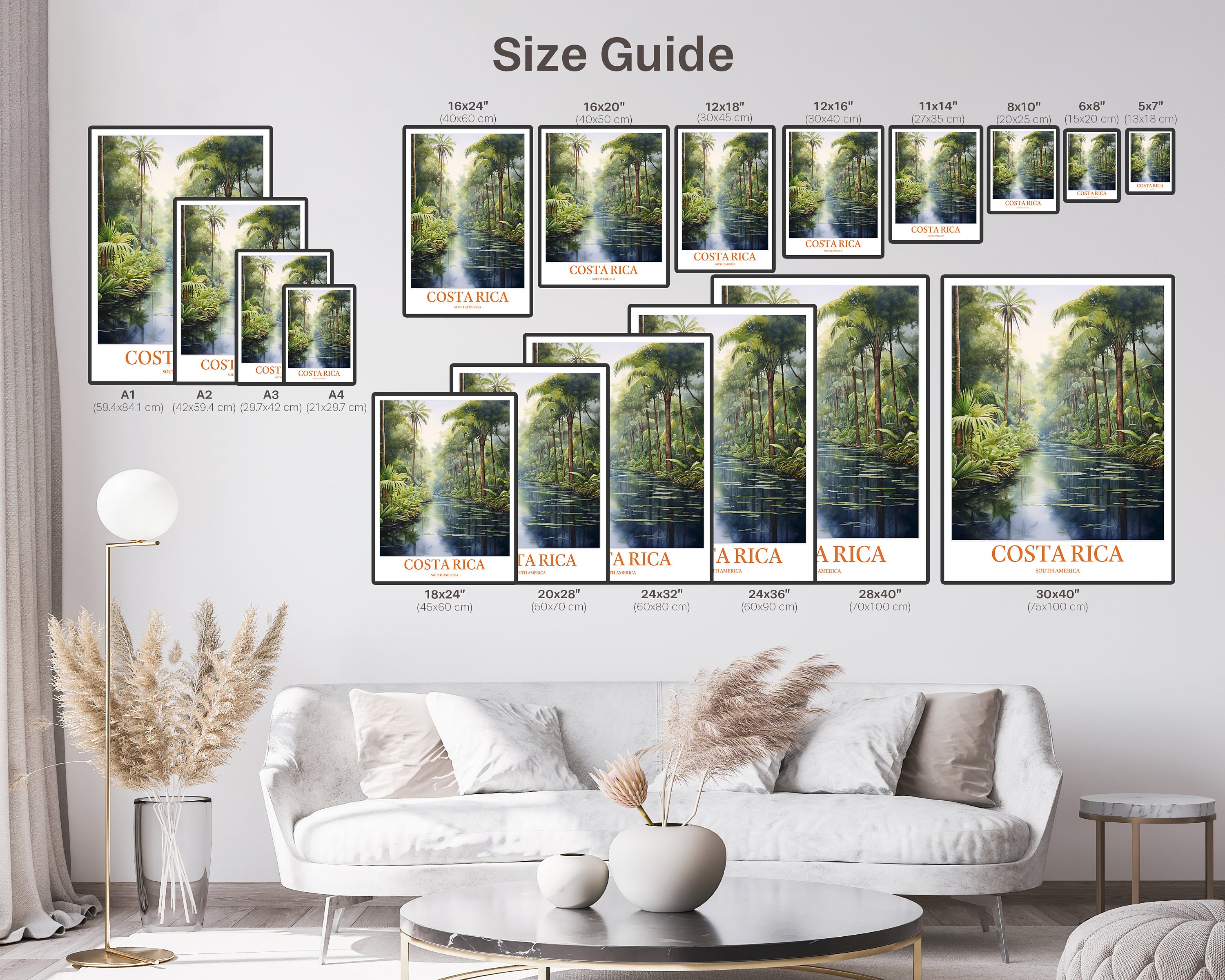 Costa Rica Wall Art Costa Rica Print Costa Rica Poster Tortuguero Canal Boat Forest River Wall