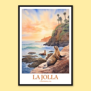 La Jolla Wall Art La Jolla Print Art La Jolla Poster La Jolla Wall Decor La Jolla Travel Wall Art San Diego Art La Jolla Cove Seal Print