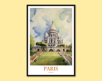 Sacré-Cœur Basilica Paris Print: Montmartre Travel Poster